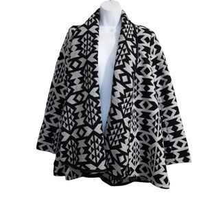 Vintage Forever21 open cardigan women S Aztec wool blanket thick comfy y2k black